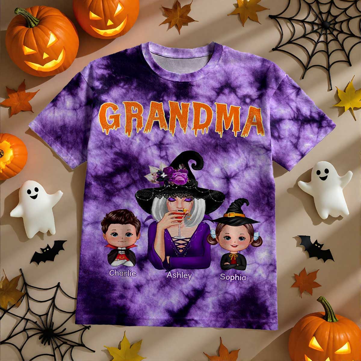 Witch Grandma & Kids Personalized Shirt, Halloween Costume for Grandma