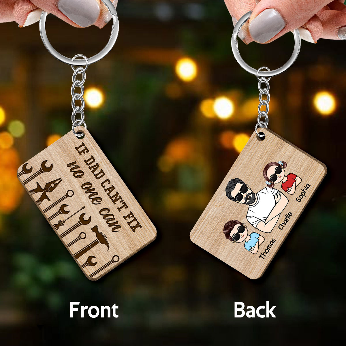 If Dad Grandpa Can‘t Fix Personalized Wooden Keychain