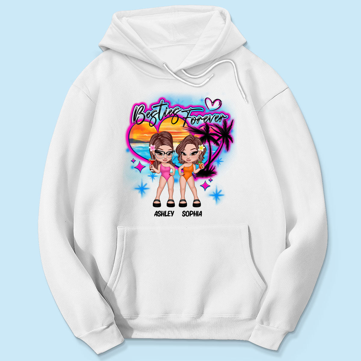 Y2K Besties Airbrushed Summer Beach Personalized Shirt