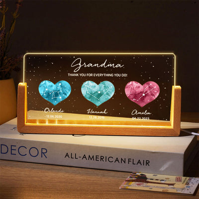 Birthstone Constellations Personalized U-Base Acrylic LED Night Light, Valentine's Day Gift, Grandparents Day Gift, Gift for Her, Mom Gift, For Grandma