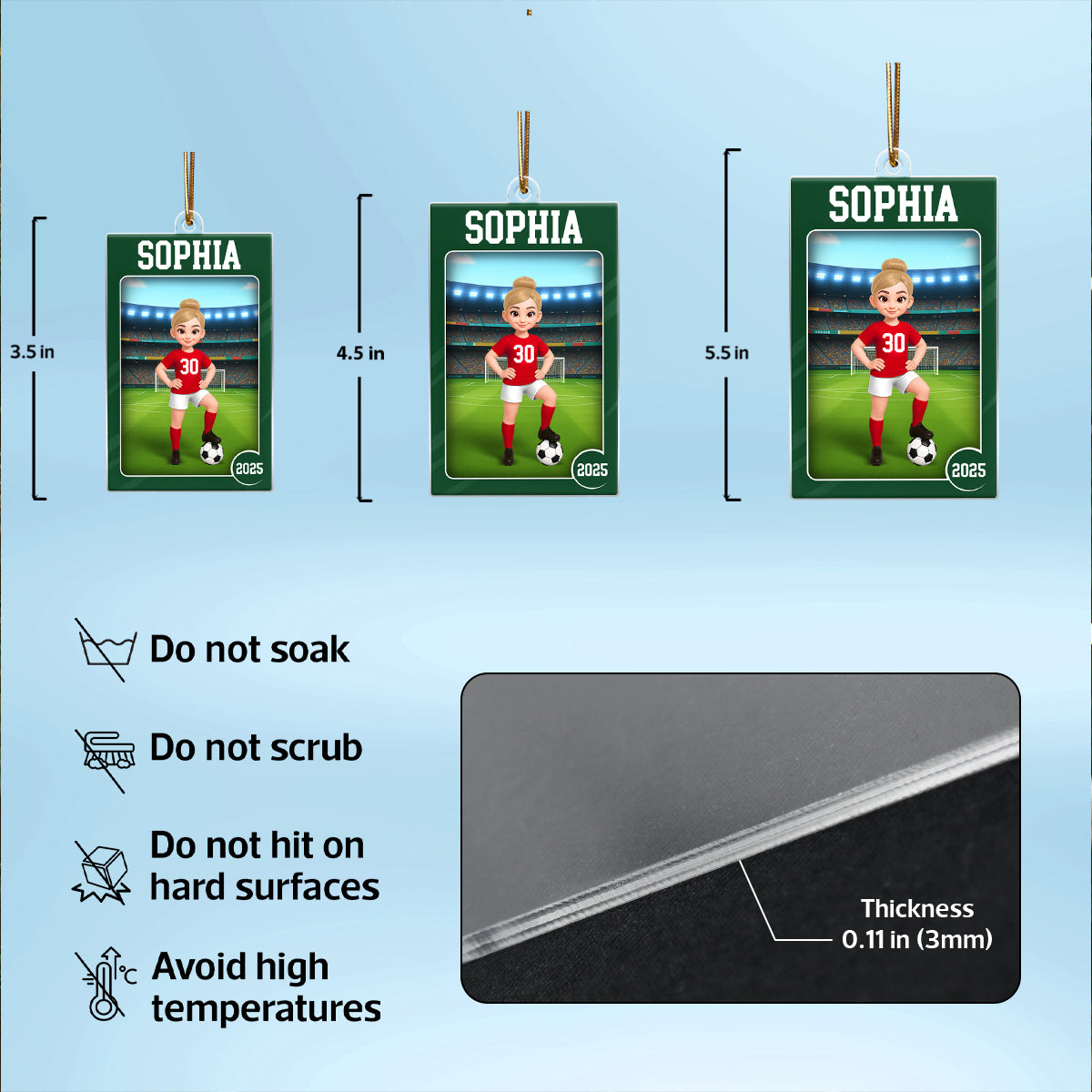 Soccer Boy Girl 3D Effect Action Figure - Personalized Acrylic Ornament