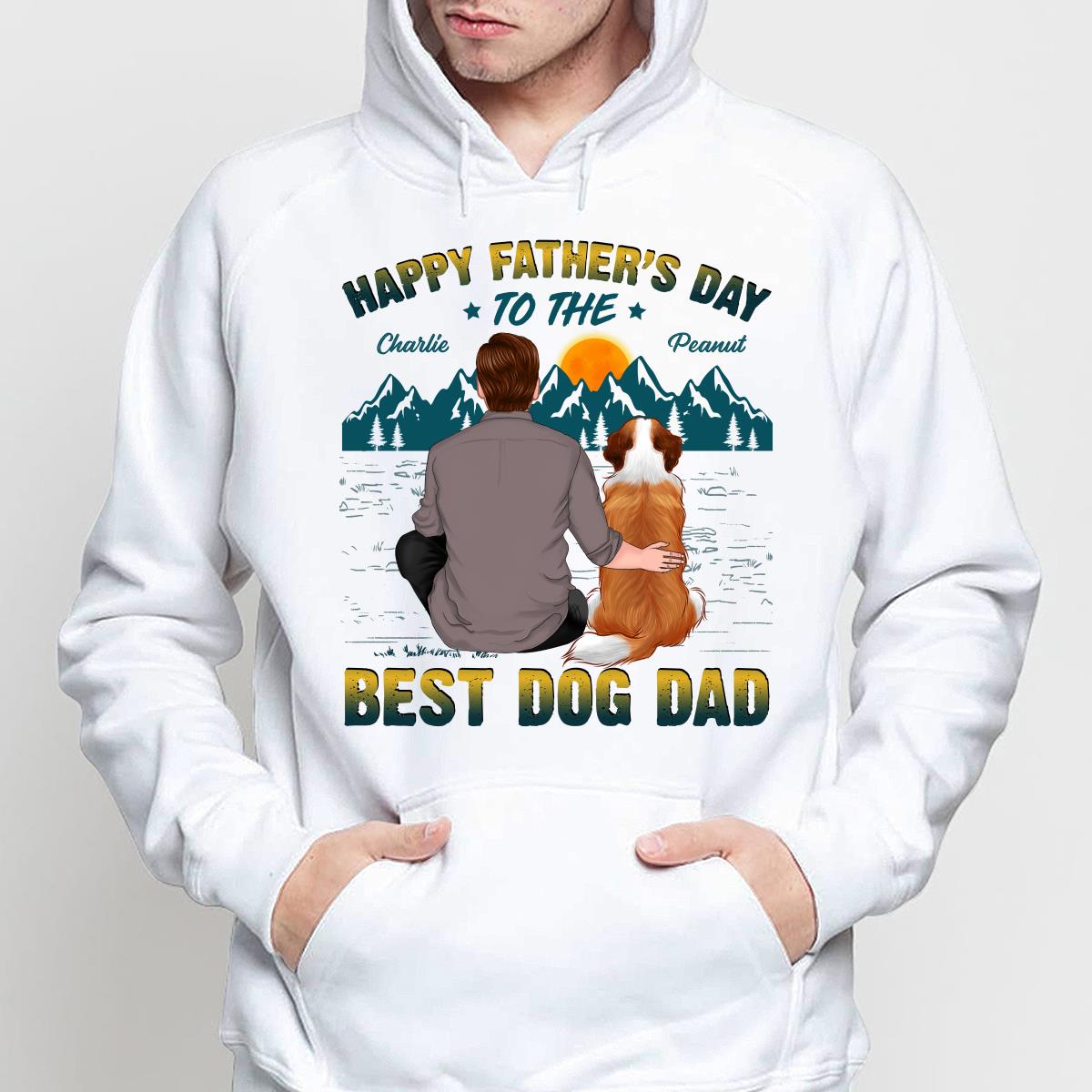 Happy Father‘s Day Best Dog Dad Green Yellow Retro Personalized Shirt