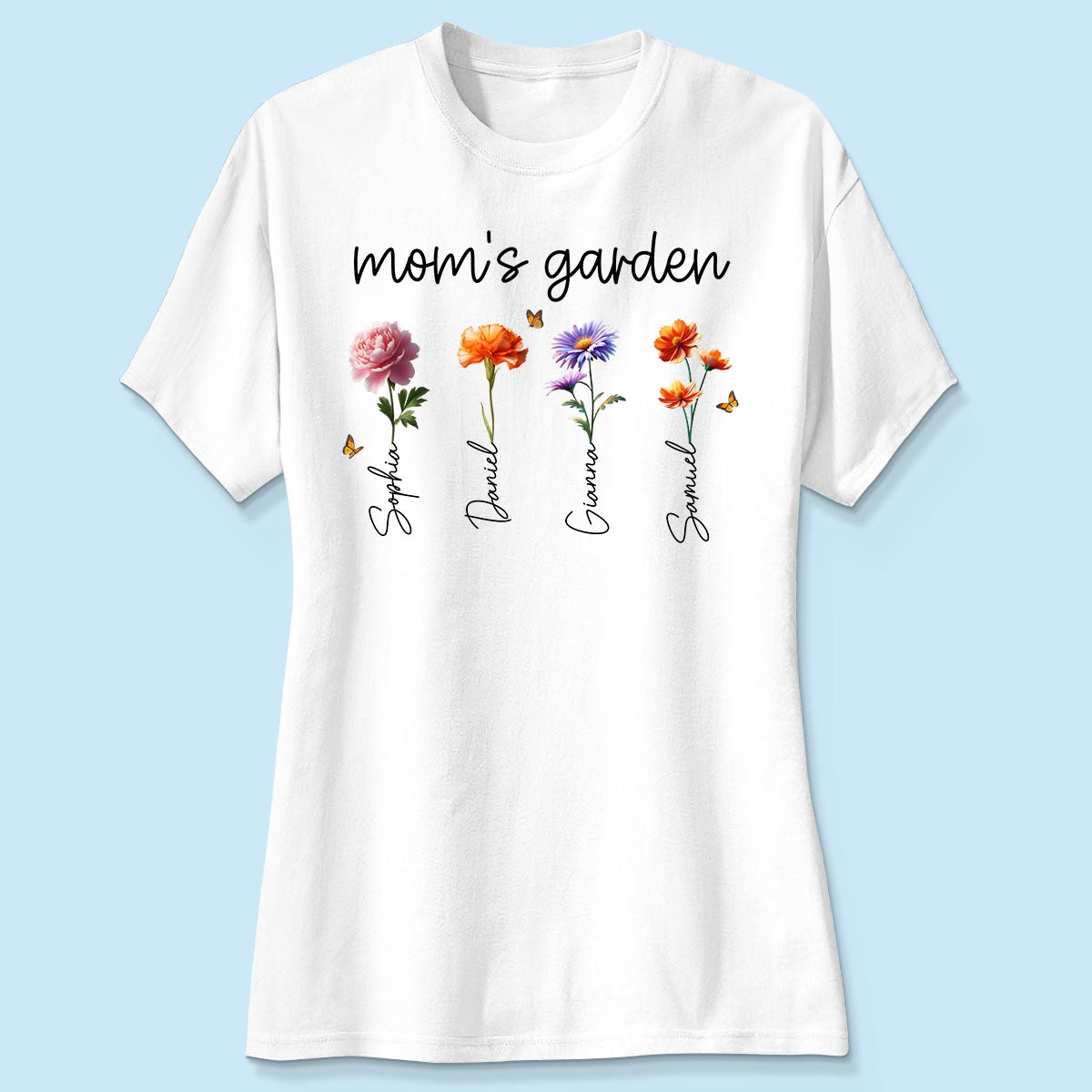 Mom's Garden 3D Effect Birth Month Flower Personalized Shirt