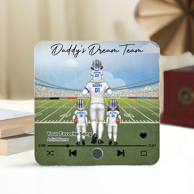 American Football Dad Dream Team Personalized Music Fridge Magnet, Birthday Father's Day Gift For Dad, For Grandpa, For Husband