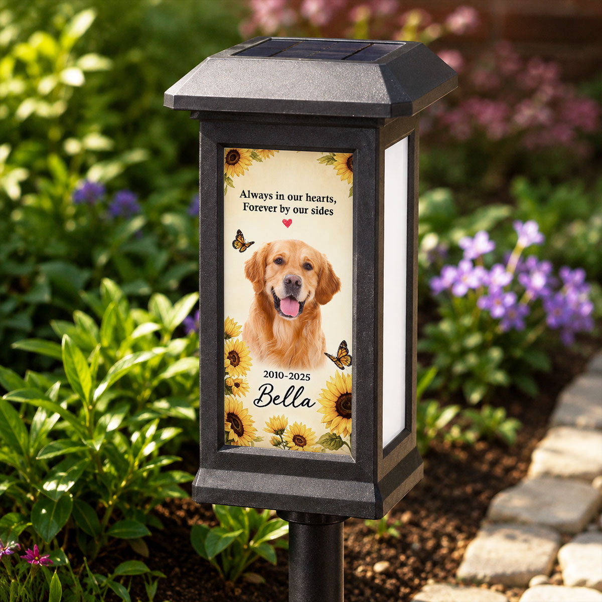 Custom Pet Memorial Photo - Personalized Solar Garden Light - Custom Dog Cat Garden Stake, Sympathy Gift