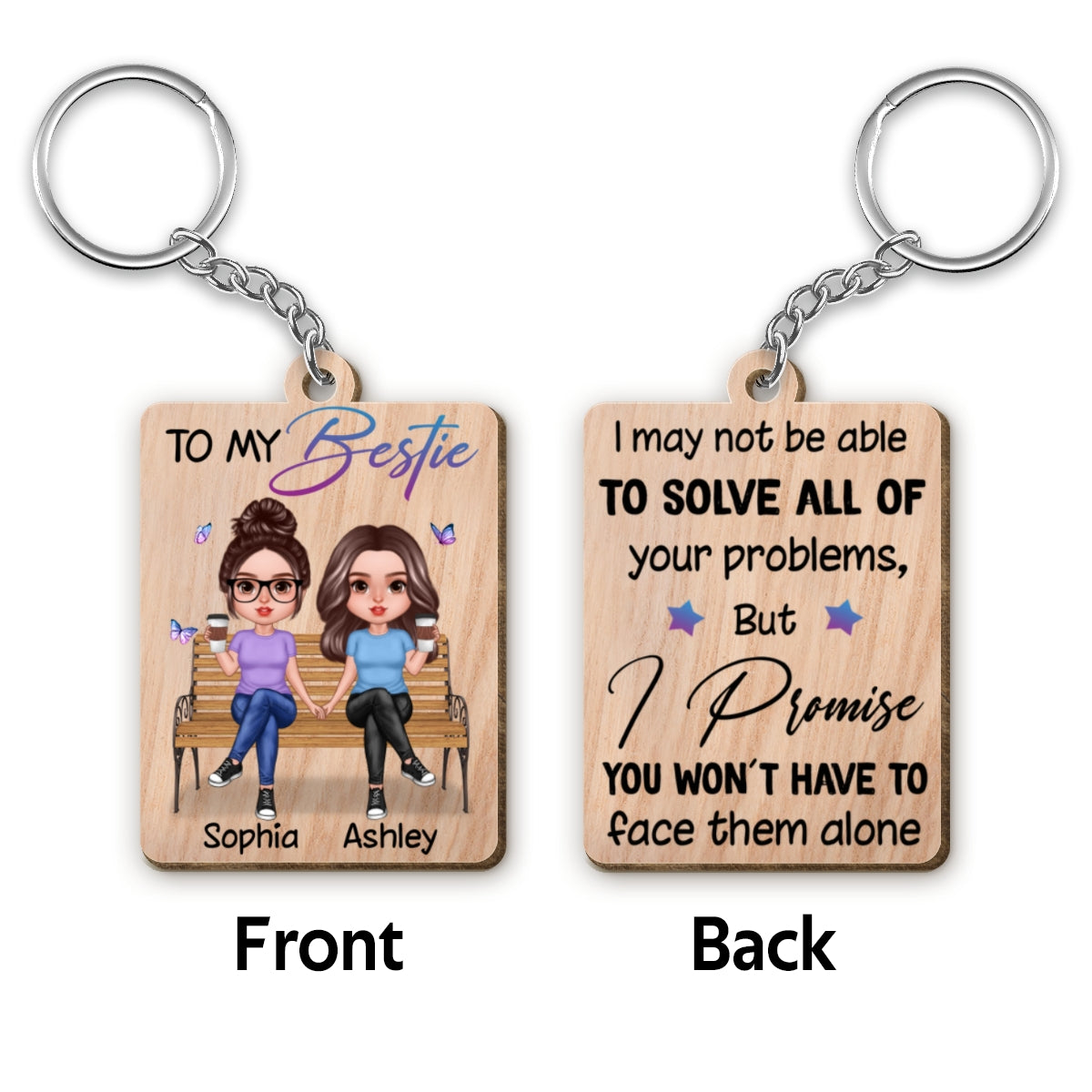 To My Bestie Realistic Doll Personalized Wooden Keychain