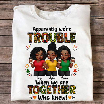 Tribal Pattern Besties Trouble Together - Personalized Shirt - Birthday Gift, Gift For Best Friends