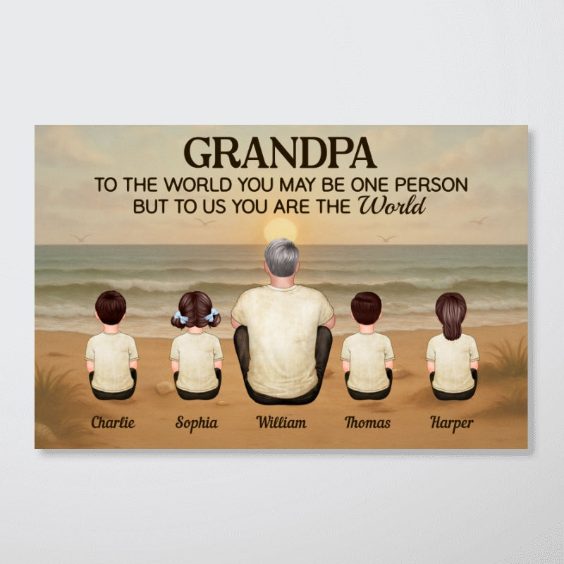 Vintage Retro Grandpa Beach Landscape Personalized Poster