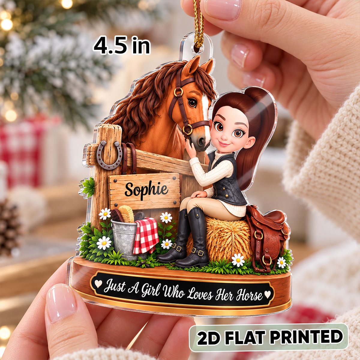 Just a Girl Who Loves Horses - Personalized Acrylic Ornament - Christmas Gift for Horse Lover,Wife,Daughter