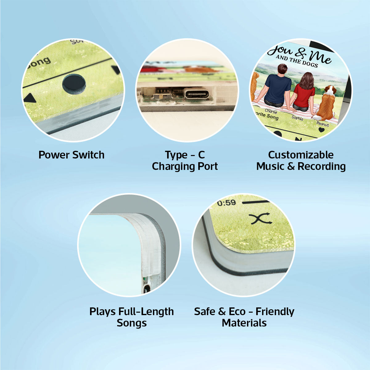 Couple & Dog Picnic In Park Personalized Music Fridge Magnet, Gift For Him, For Her