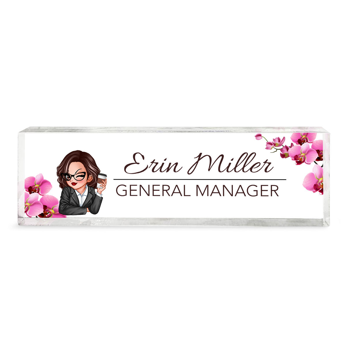 Woman Office Personalized Acrylic Desk Name Plate, Office Desk Decor, Gift For Colleagues, Coworkers