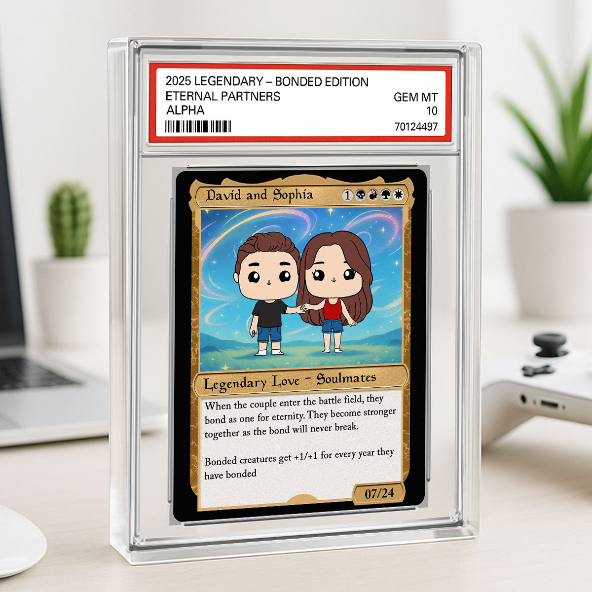 Couple Square Face Fantasy Trading Card Style Personalized Acrylic Block Plaque, Gift For Couple