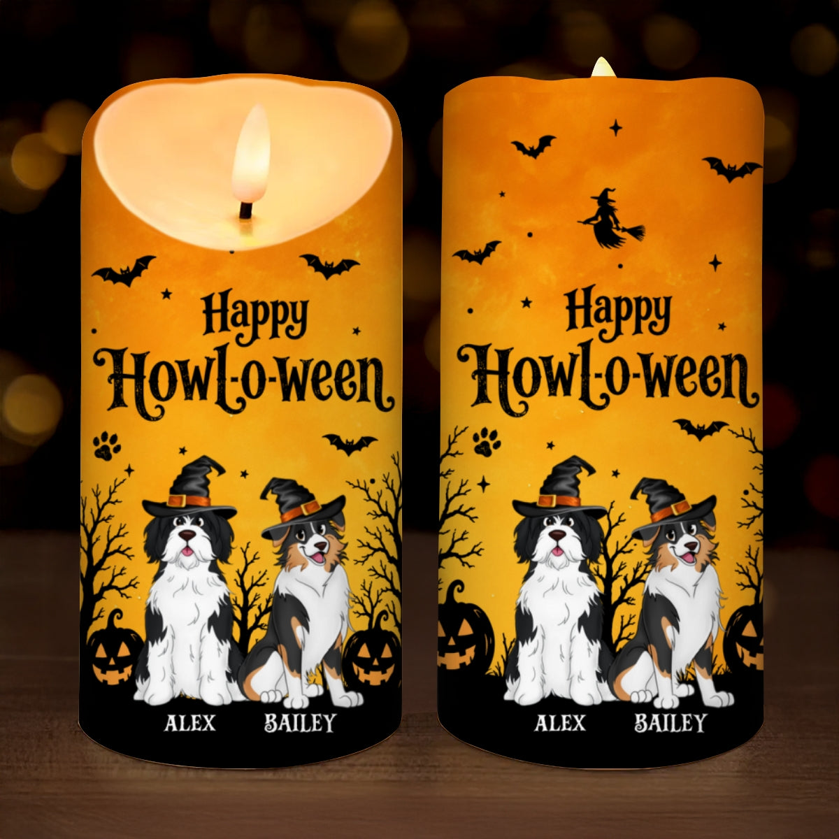 Dog Mom Happy Howloween - Personalized LED Candle - Pawfect Halloween Decor for Dog Lover