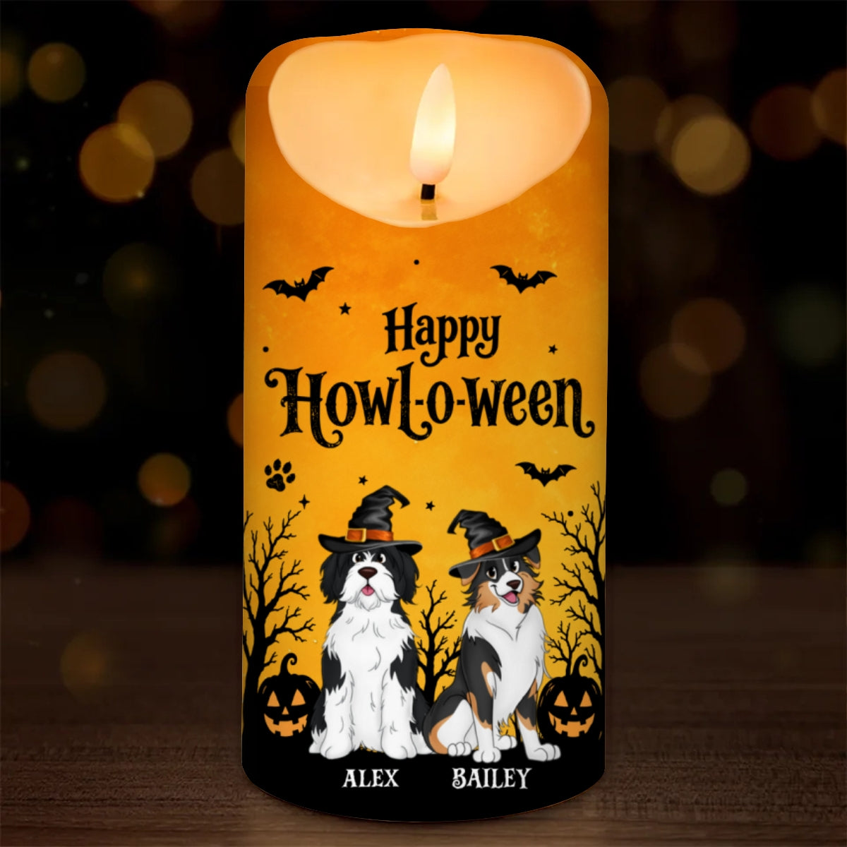 Dog Mom Happy Howloween - Personalized LED Candle - Pawfect Halloween Decor for Dog Lover