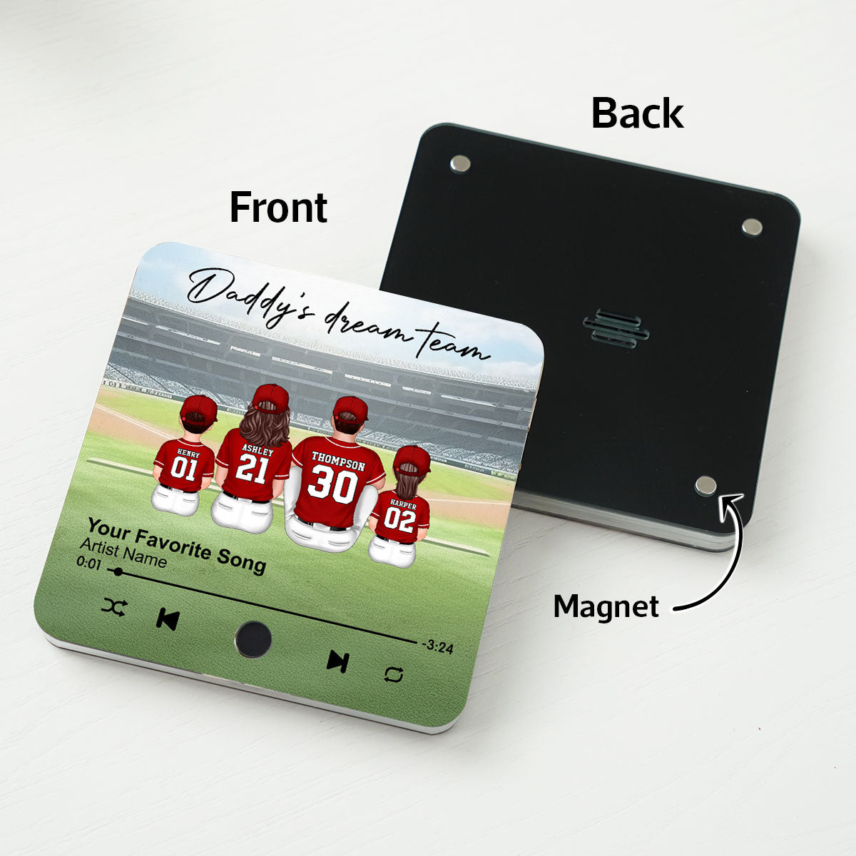We Caught The Best Dad Man & Kids Sitting Personalized Music Fridge Magnet