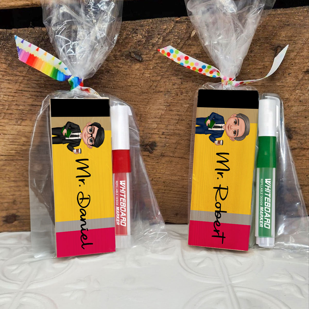 Doll Teacher Pencil Pattern Personalized Chalkboard/Whiteboard Eraser with Marker, Teacher Appreciation Gift, Back To School Gift