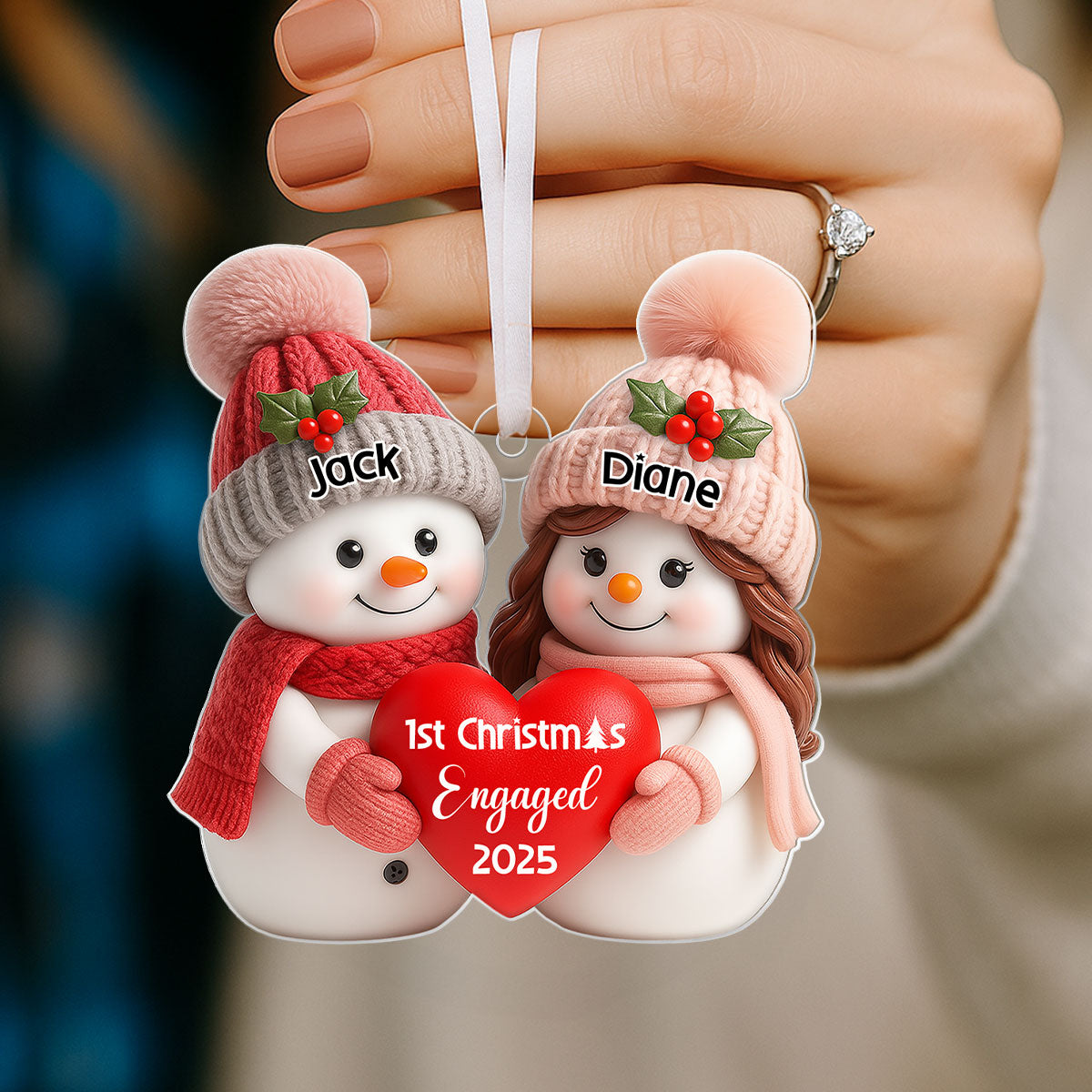 First Christmas Engaged, Married Personalized Acrylic Ornament, Christmas Gift for Newlyweds, Couples