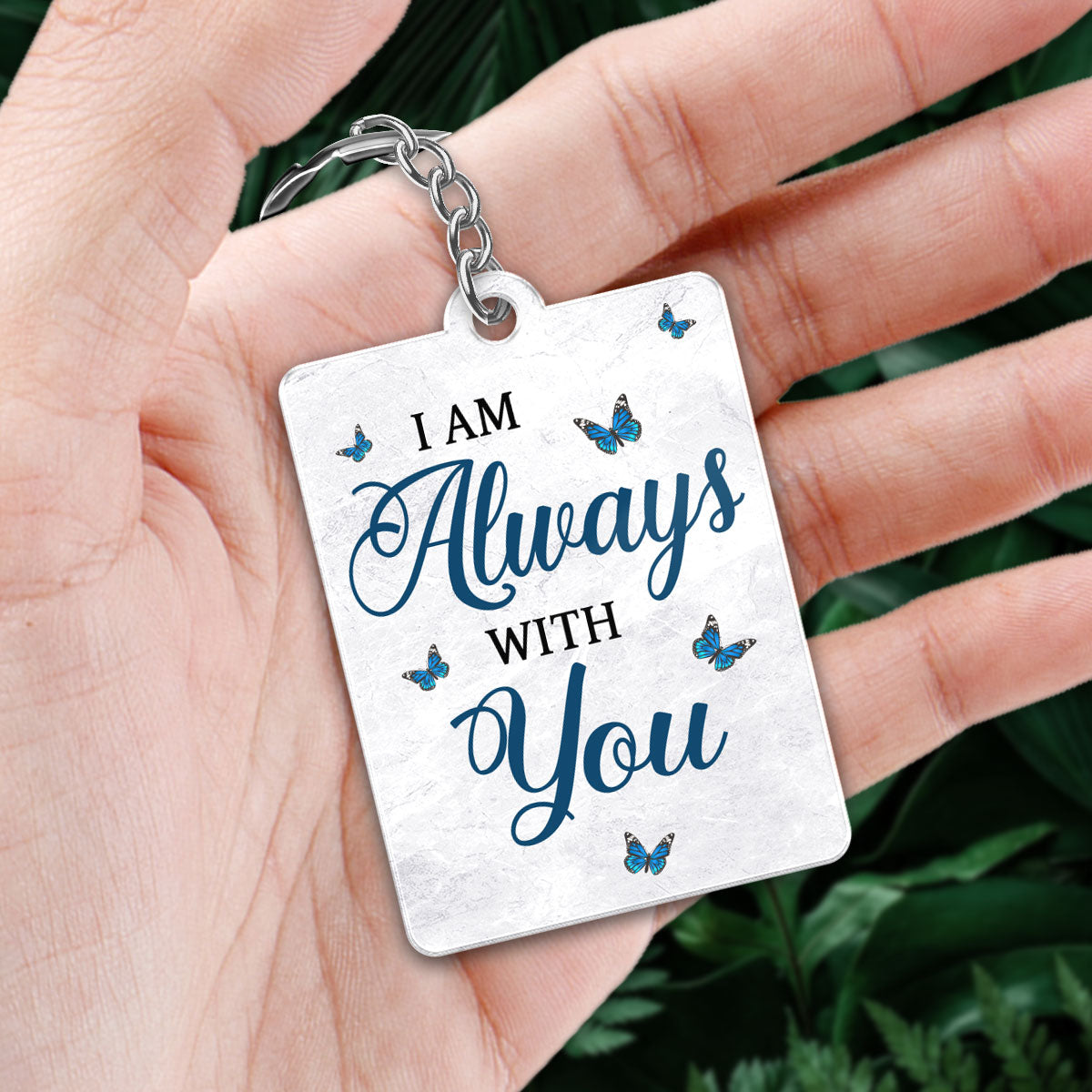 Blue Tree Butterflies Family Memorial Gift Remembrance Sympathy Keepsake Personalized Acrylic Keychain