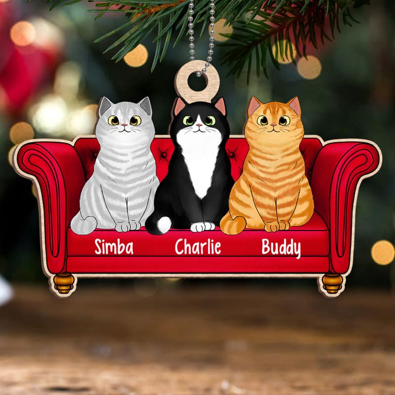 Cats On Sofa Personalized Acrylic Ornament
