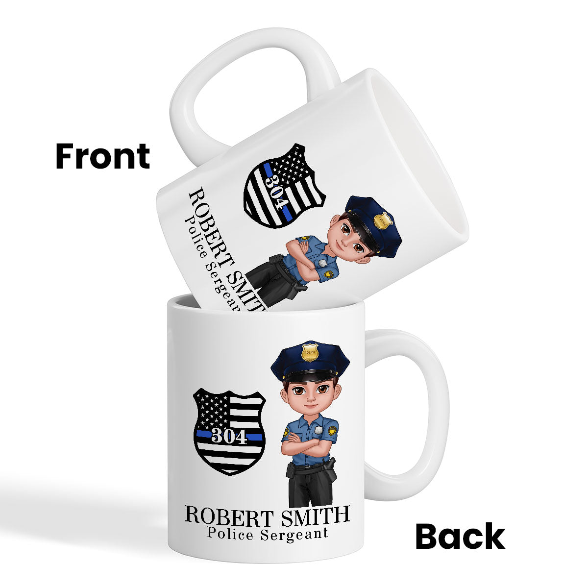 Police Thin Blue Line Personalized Mug, Appreciation Gift, Christmas Gift For Colleagues, Boss, Police Officers, Sheriff, Deputy Sheriff