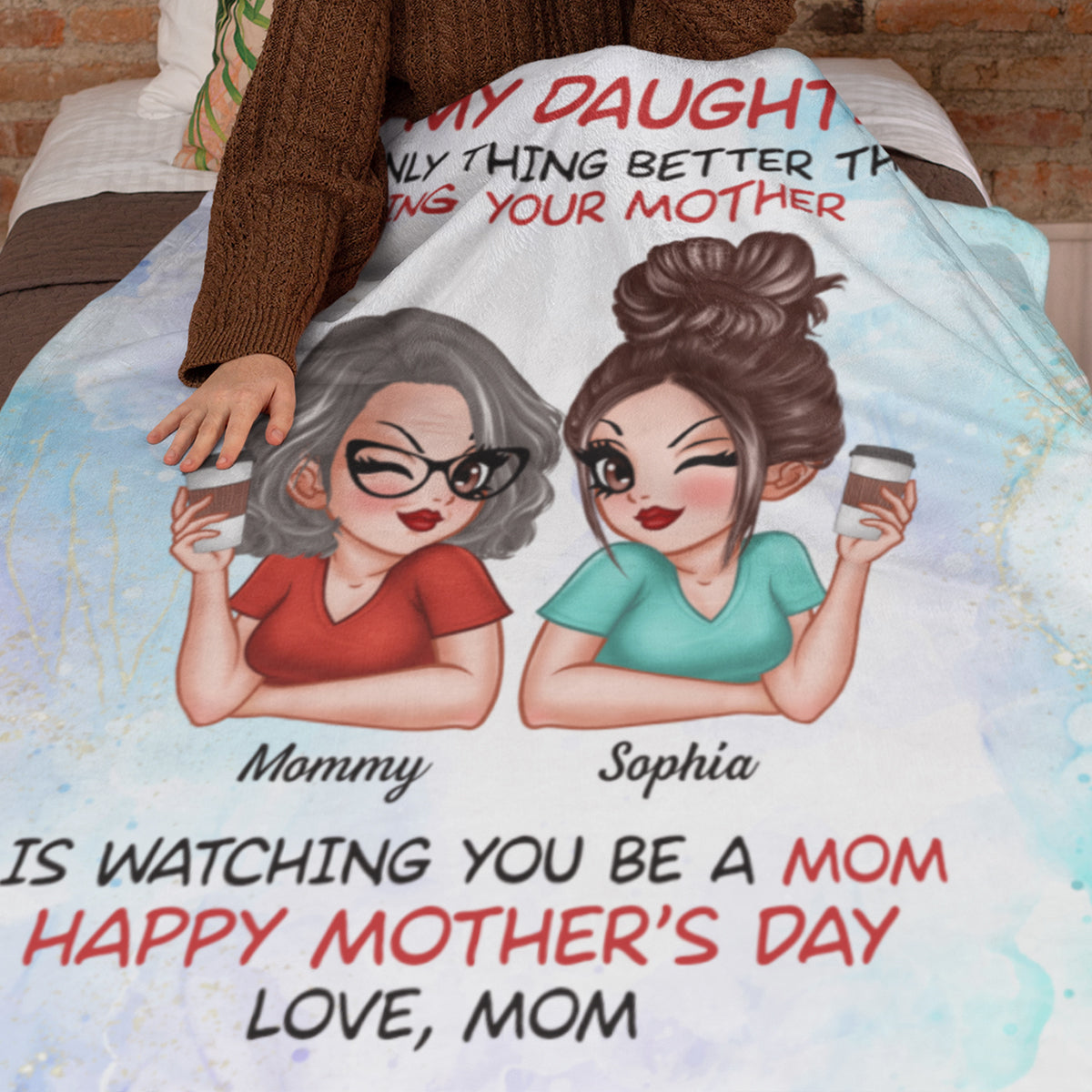 To My Daughter Happy Mother‘s Day Personalized Fleece Blanket