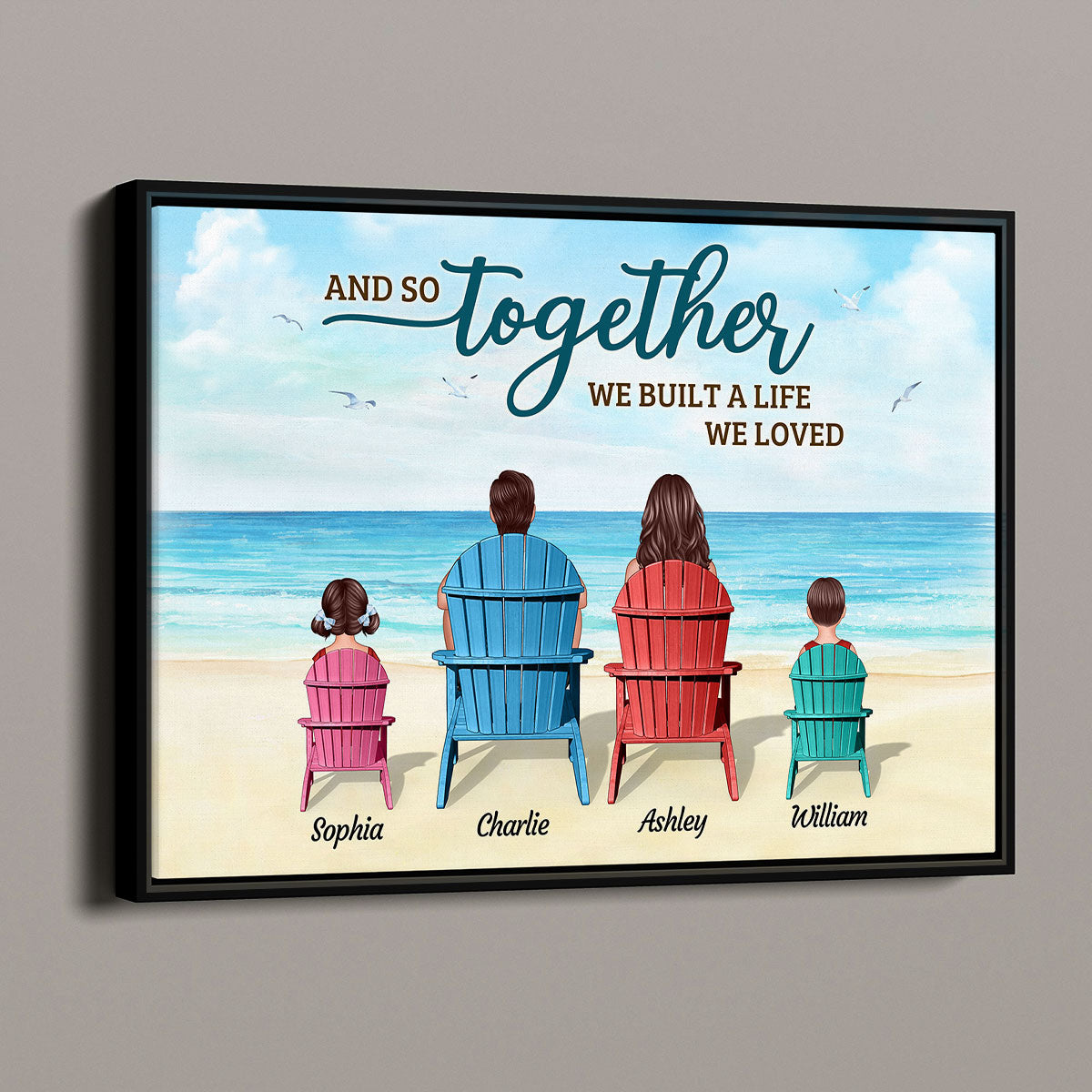 Family Together We Built A Life We Loved Beach Personalized Horizontal Poster