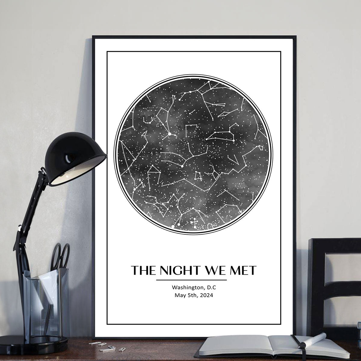 Custom Star Map Night Sky Poster to Capture the Precious Moment, The Night We Met Couple Anniversary Gift, Wedding Gift, Constellation Print, Real Astronomical Data
