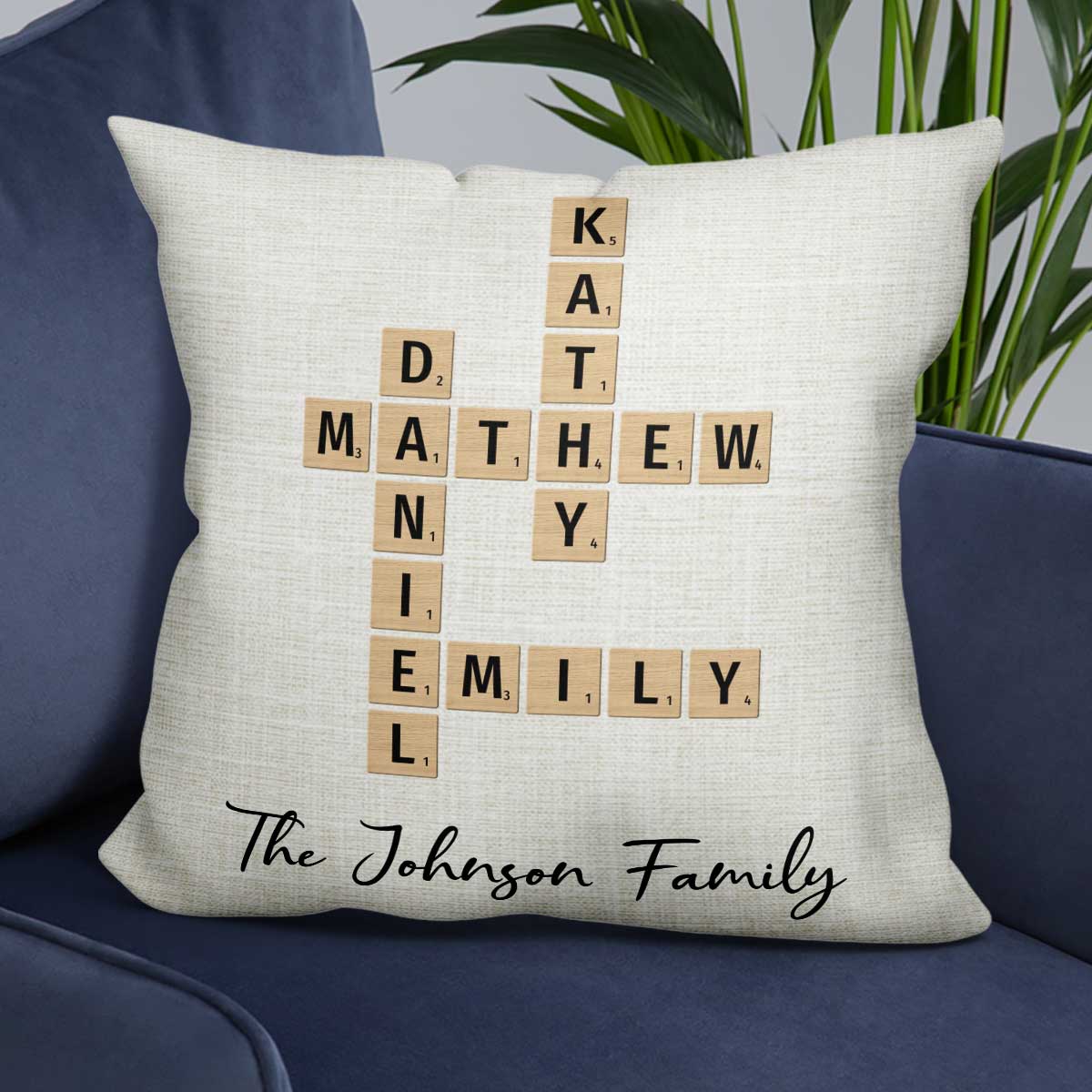 Family Crossword Art - Created In A Moment, Treasured Forever Personalized Pillow