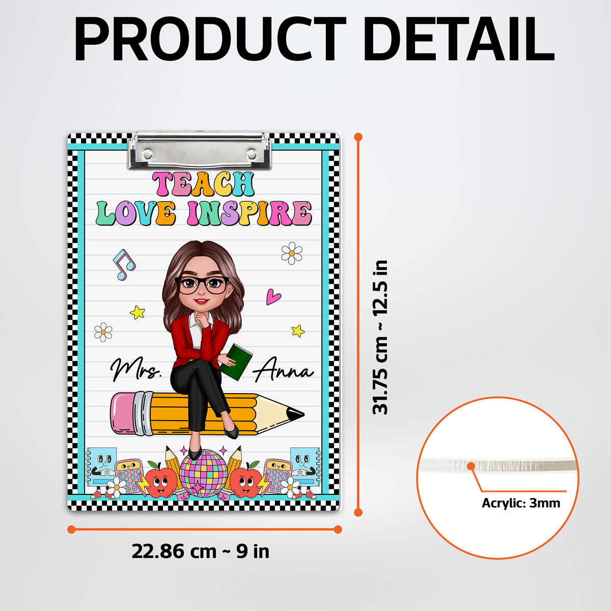 Groovy Teacher Personalized Clipboard, Appreciation Gift