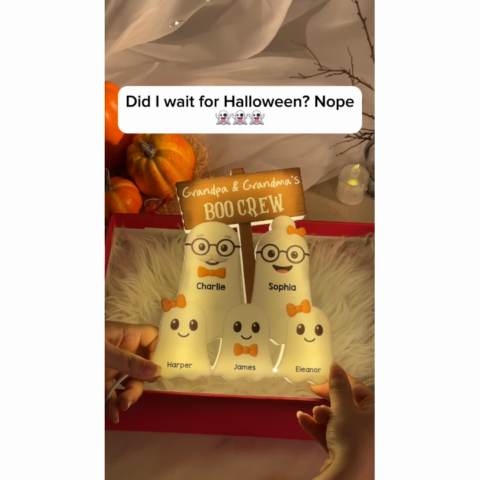 Halloween Grandma Grandpa Grandkids Boo Crew Personalized LED Light Box