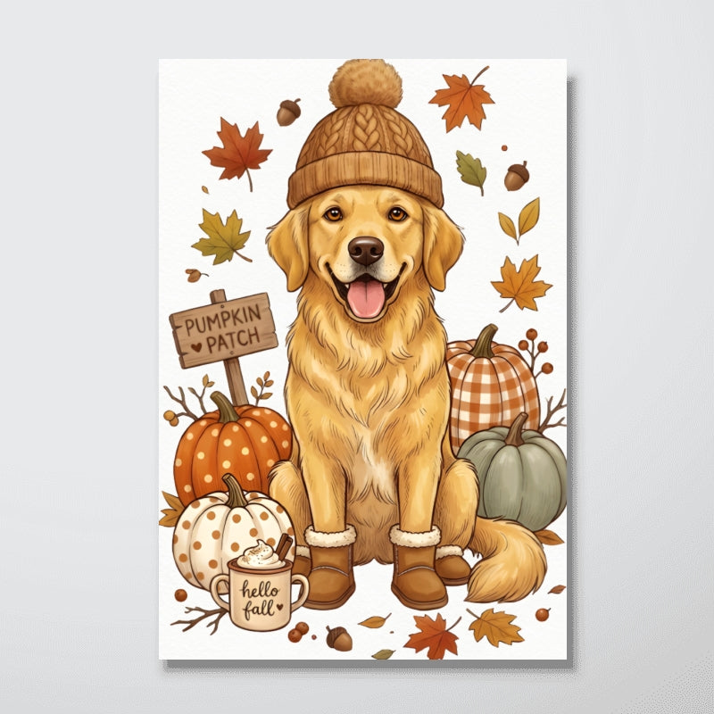 Custom Dog Photo Pumpkin Patch - Personalized Poster - Fall Gift for Dog Moms, Cat Moms, Pet Lovers