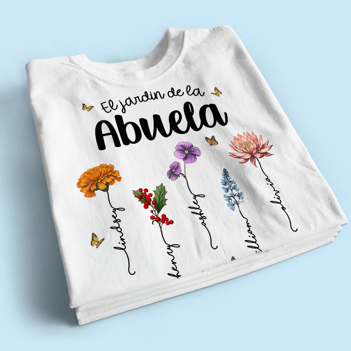 Abuela's Garden El Jardin De la Abuela Grandma's Garden Personalized Shirt