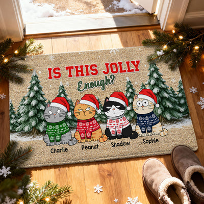 Christmas Funny Cute Cats Meowy Catmas - Personalized Doormat - Christmas Gift For Cat Lovers