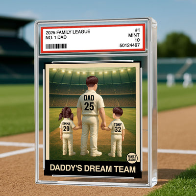 Cricket No. 1 Dad Man & Kids Trading Card Style - Personalized Acrylic Block Plaque