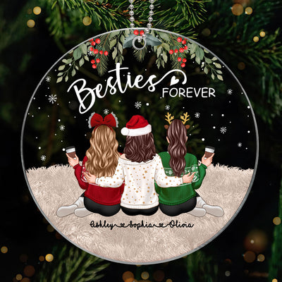 Besties Sisters Sitting Back View Holly Personalized Acrylic Ornament