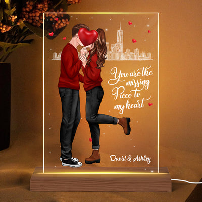 The Missing Piece To My Heart Standing Couple Personalized LED Night Light - Acrylic LED Lamp