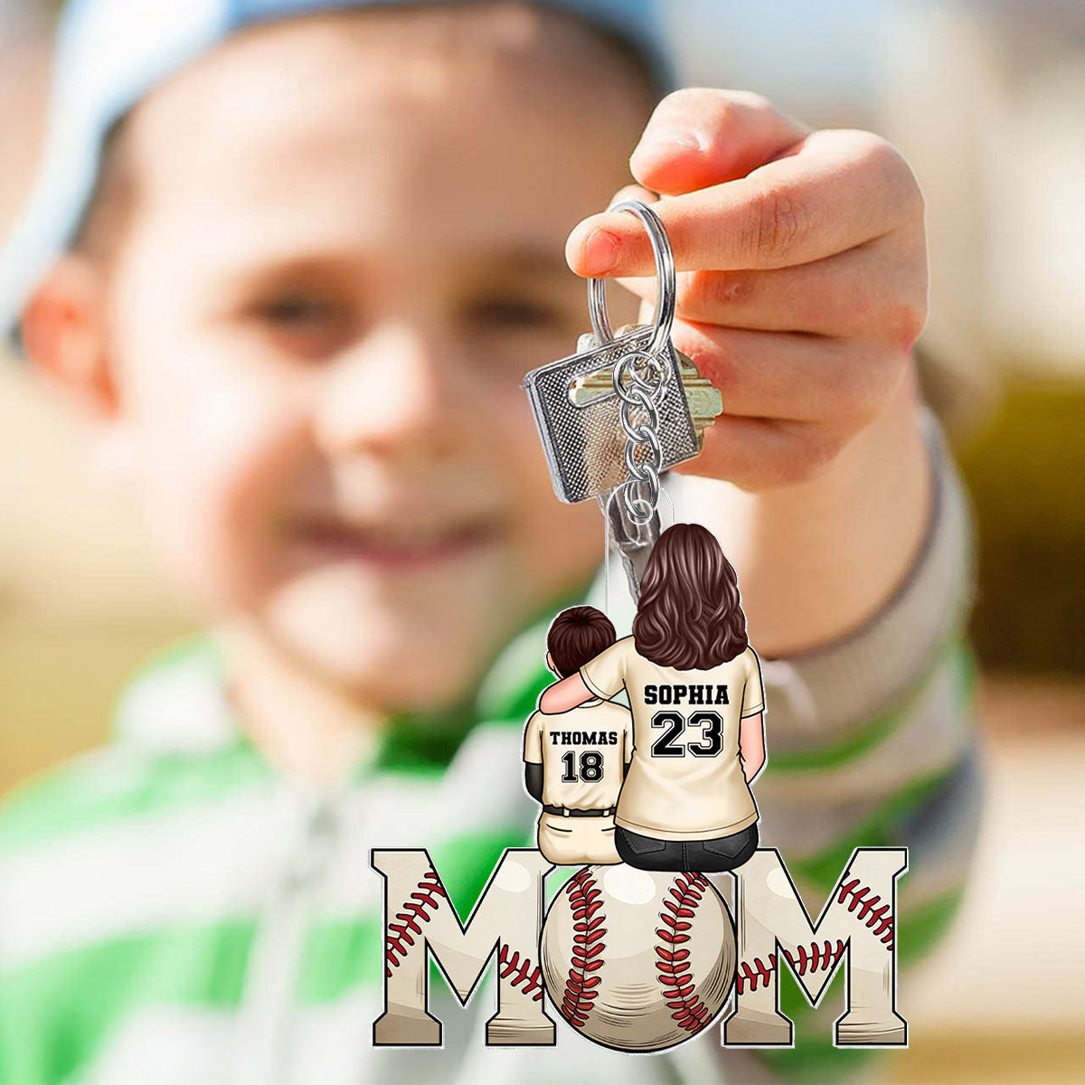 Baseball, Softball Mom And Kids Personalized Acrylic Keychain, Gift