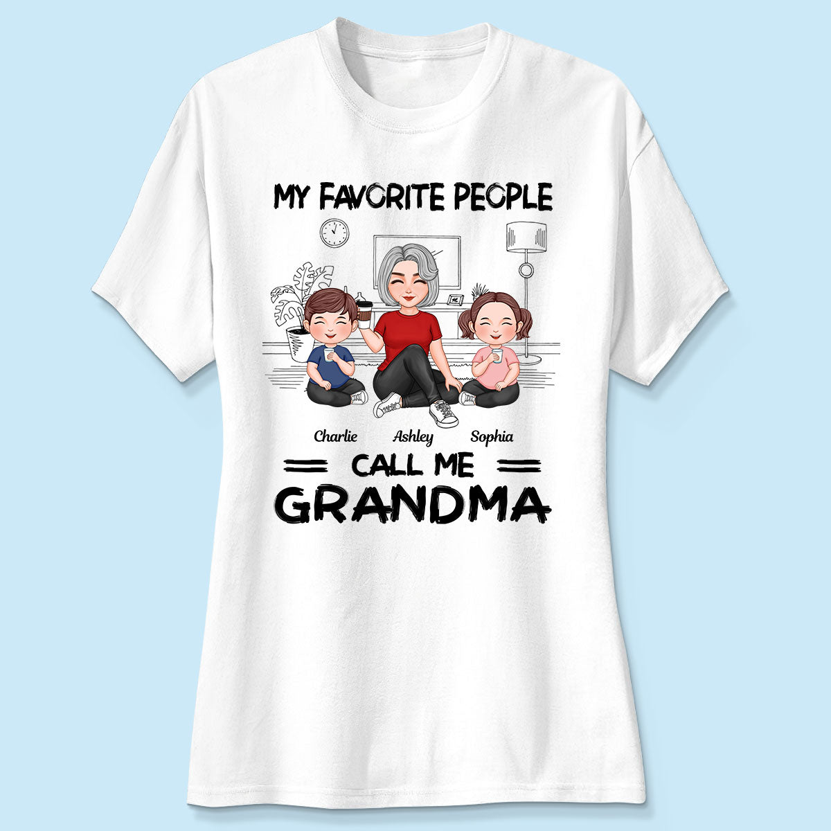 Grandma Grandkids Sitting Favorite People Call Me Grandma Personalized Shirt