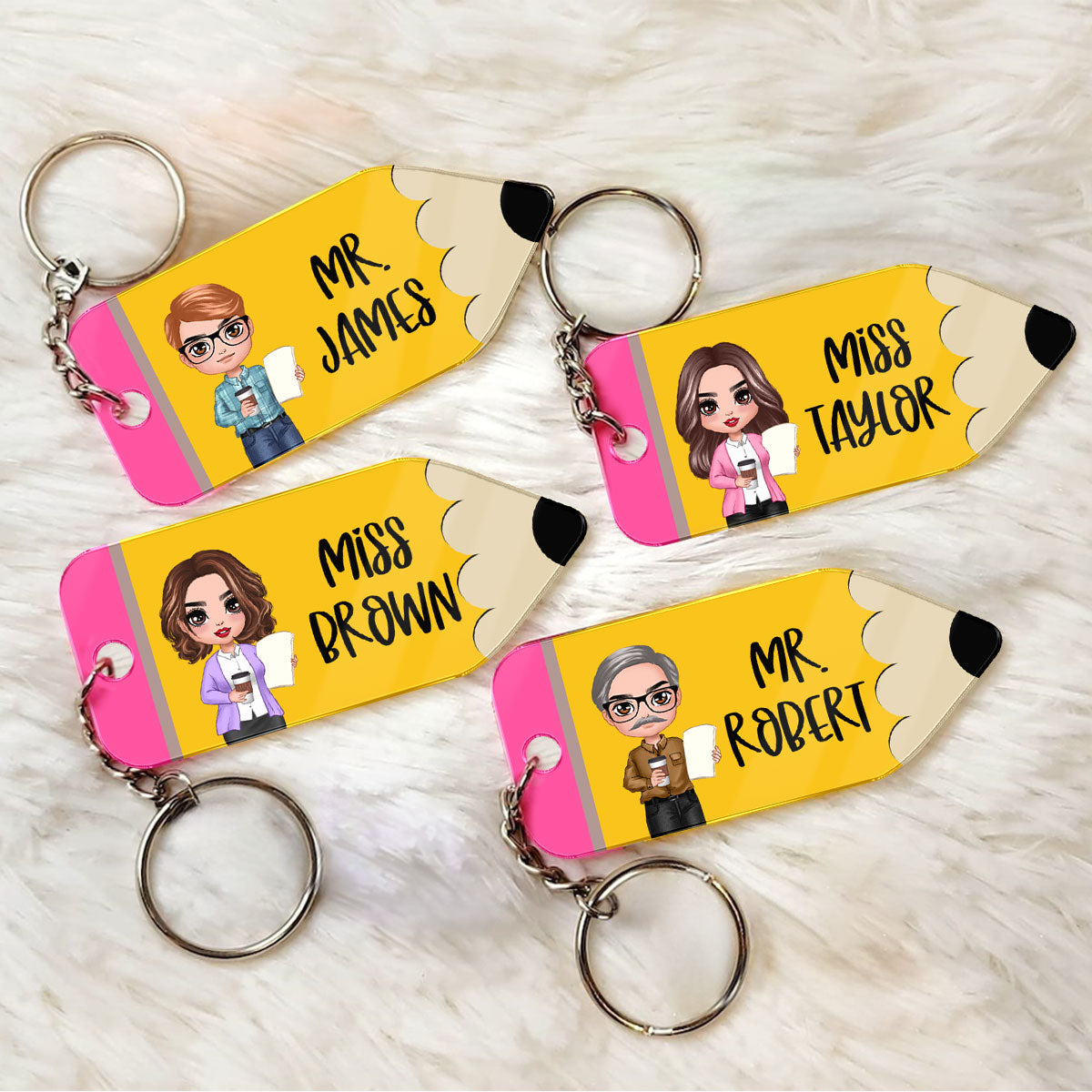 Doll Teacher Personalized Pencil Acrylic Keychain