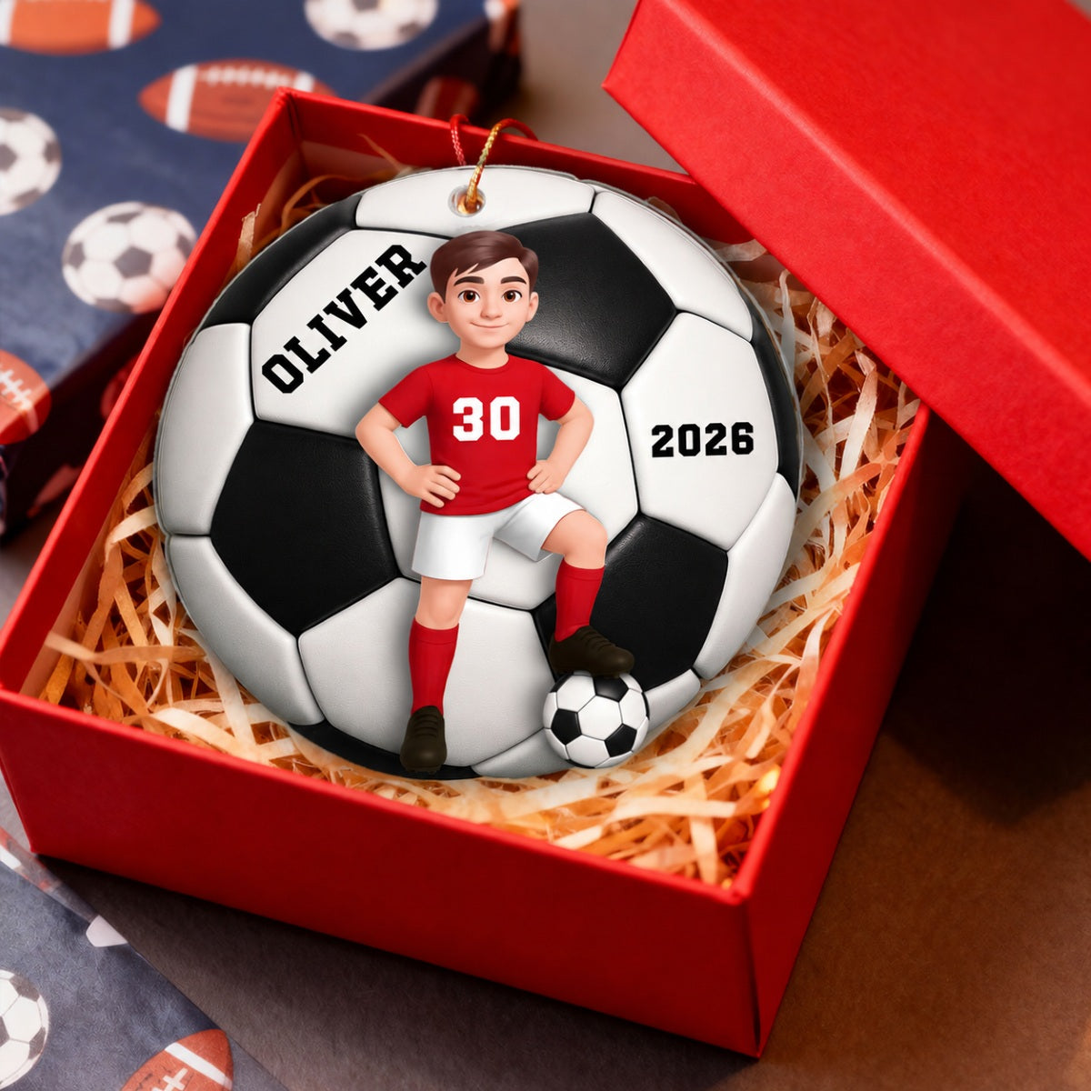 Soccer Girl Boy 3D Effect - Personalized Acrylic Ornament