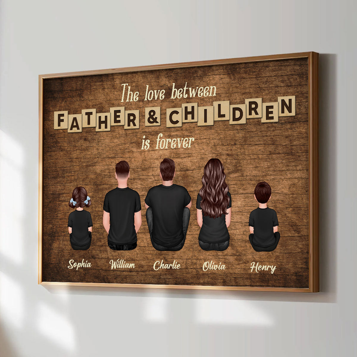 The Love Between Father & Daughters Sons Is Forever Rustic Personalized Poster, Heartfelt Gift For Dad