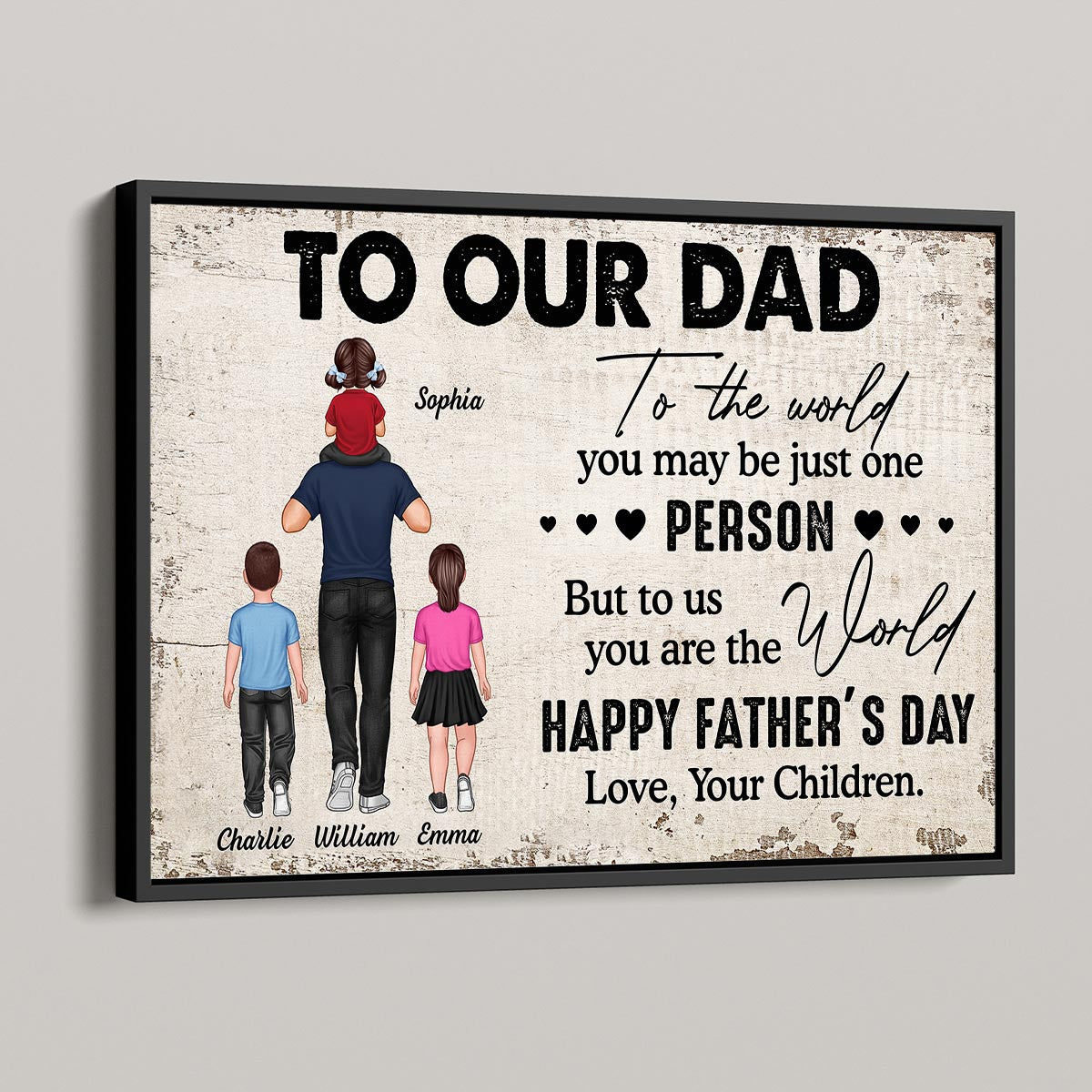 To My Dad Piggy Back Personalized Horizontal Poster