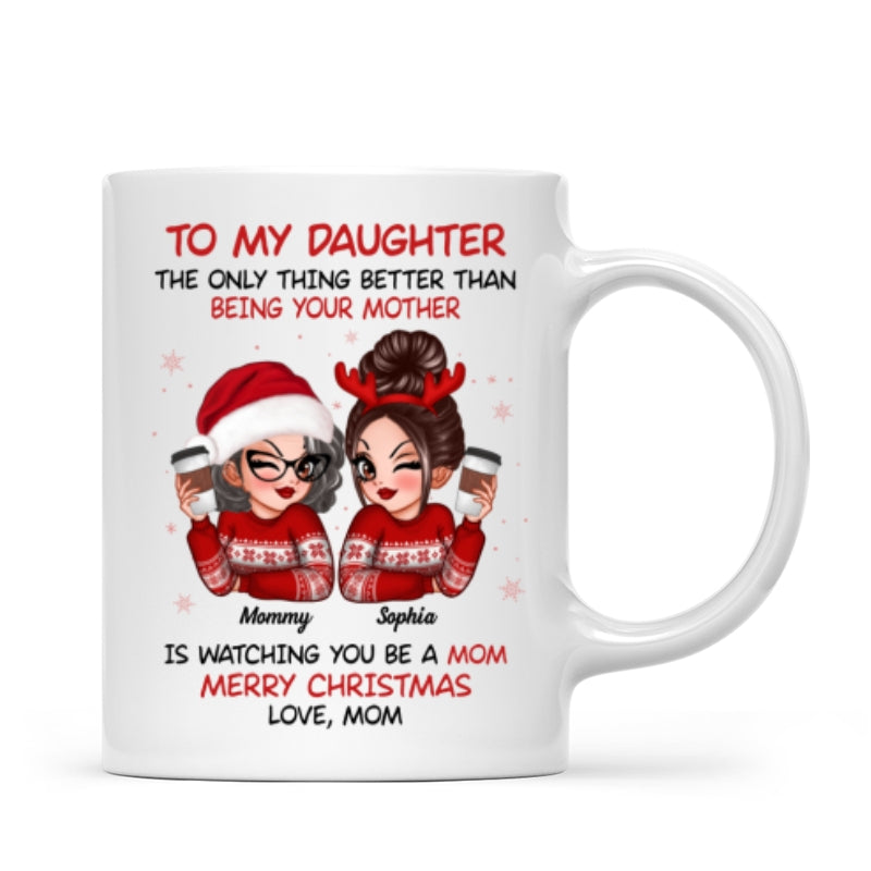 To My Daughter Son Watching You Be A Mom Dad Merry Christmas Personalized Mug, Christmas Gift For Daughters, Sons