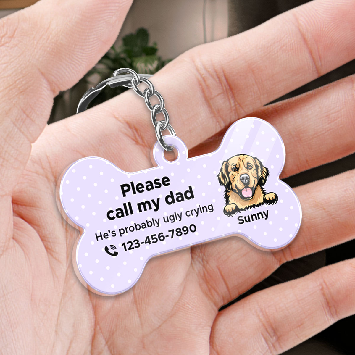 Call My Mom Peeking Dog Gift For Dog Lover Personalized Dog ID Acrylic Tag