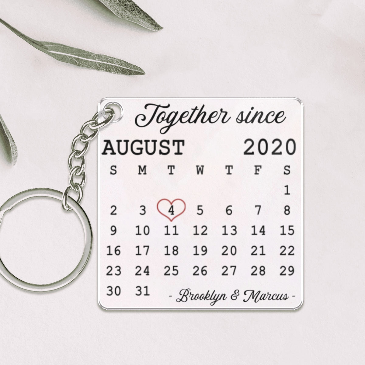 Simple Anniversary Date Calendar Personalized Acrylic Keychain