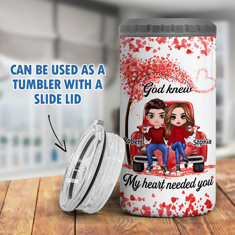 Couple On Truck Heart Tree Valentine‘s Day Gift Personalized 4 In 1 Can Cooler