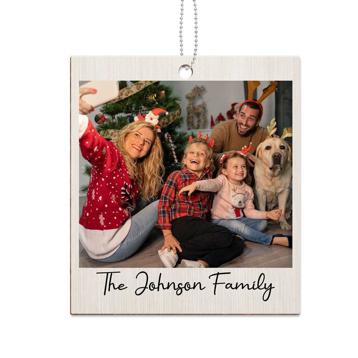 Custom Photo Inserted Family Polaroid Concept Personalized Wooden Ornament