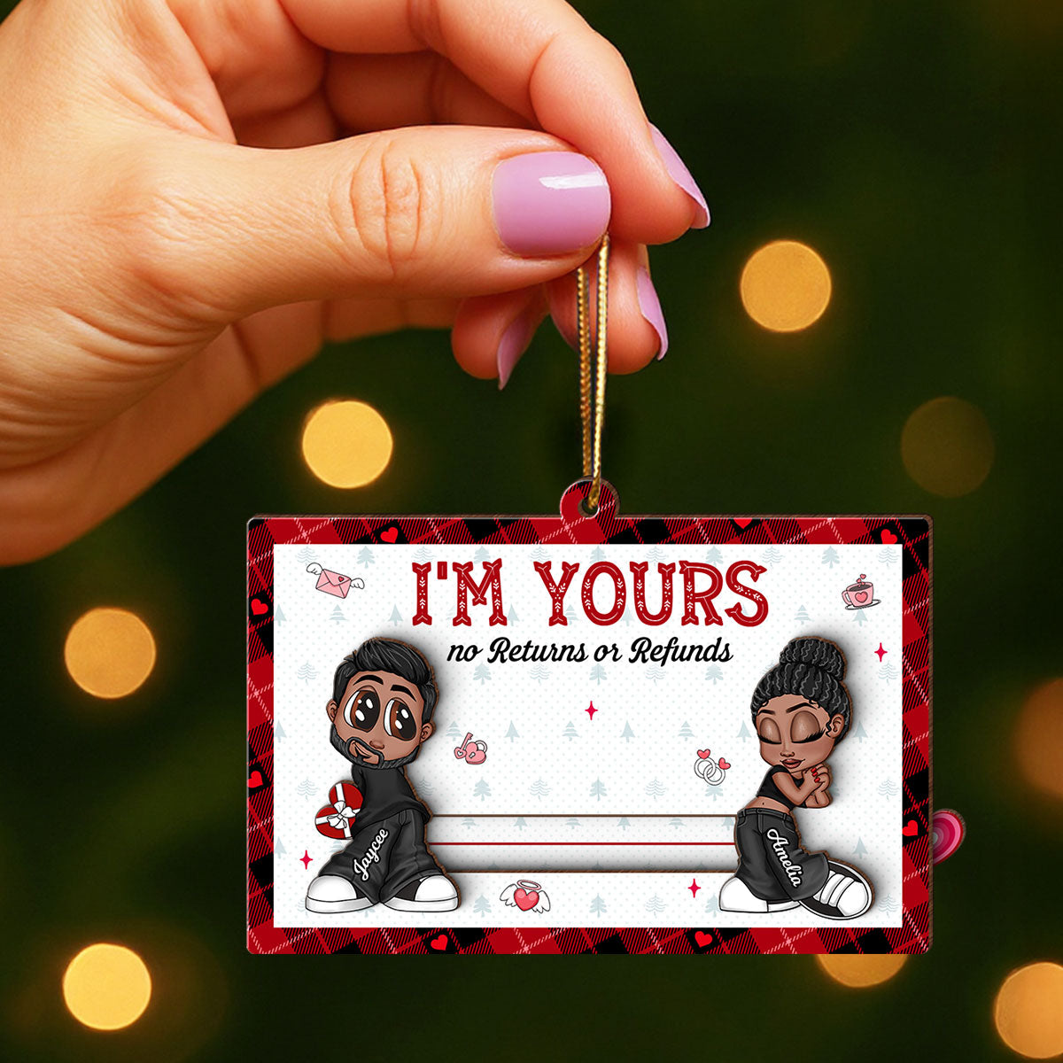 Y2K Couple Personalized Slider Ornament, Christmas Gift for Him for Her