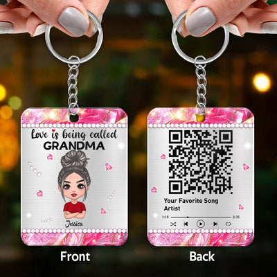 Beautiful Pattern Love Being Called Grandma Favorite Song Scannable QR Code Personalized Acrylic Keychain