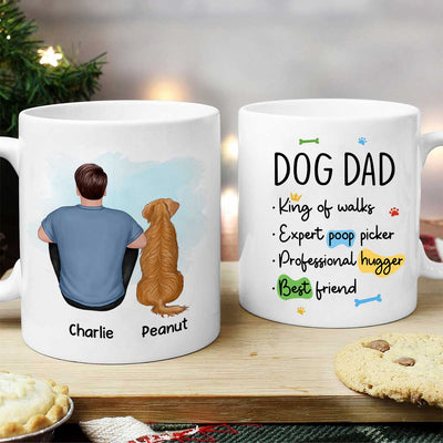 Dog Dad Back View Man & Sitting Dog Personalized Mug